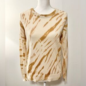 Pact Crew Neck Pullover Sweater Tie Dye Tan and Cream. Organic Cotton Size Small